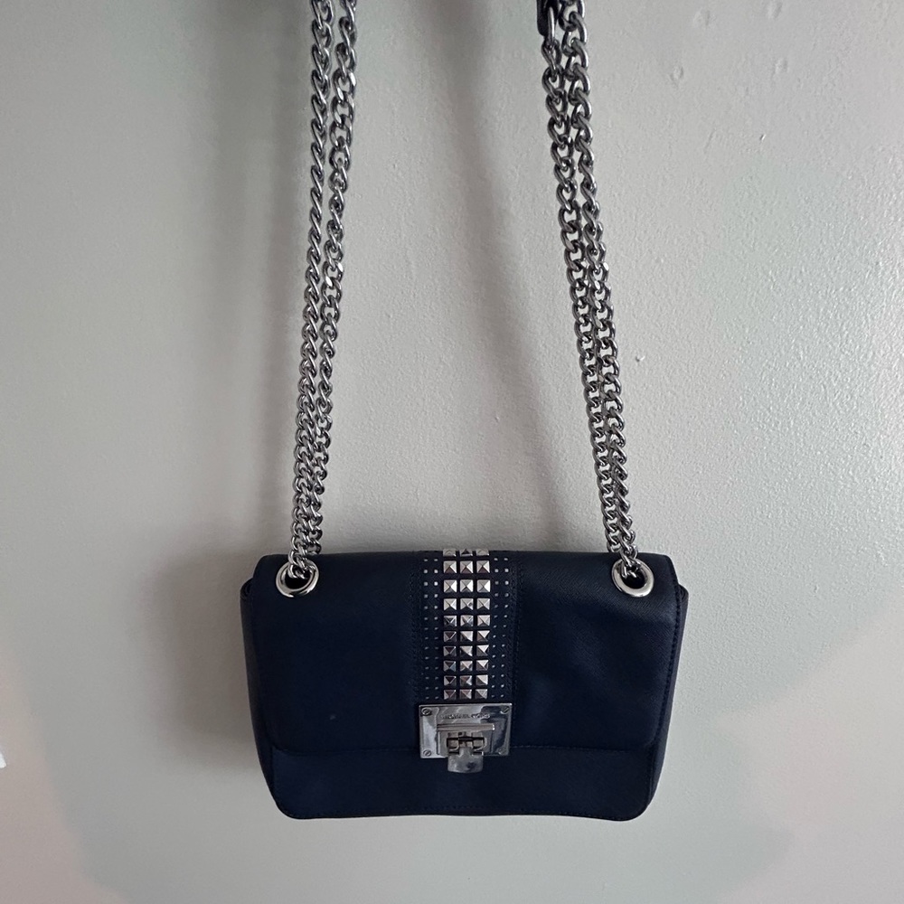 Michael Kors Navy & Silver Crossbody Bag